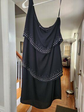 Women's Express Black Dress with Silver Detail Size 12